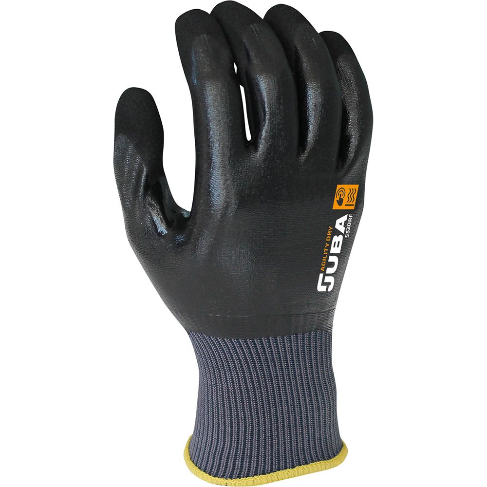 Luva de nylon totalmente revestida com nitrilo, preta, T-08