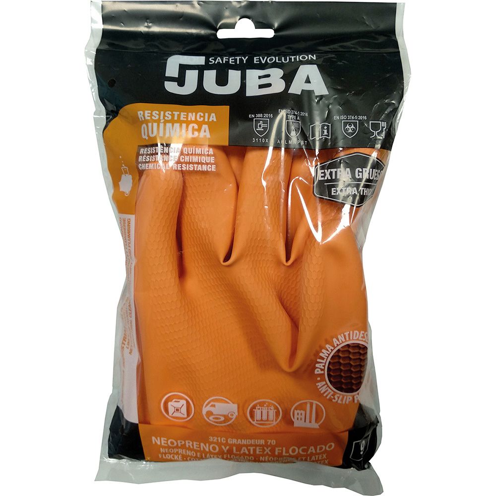 Luva de látex/neoprene, flocagem de algodão, laranja, T-07 - Image 2