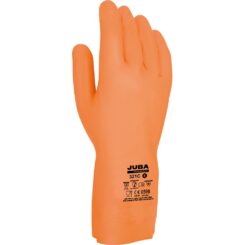 Luva de látex/neoprene, flocagem de algodão, laranja, T-09