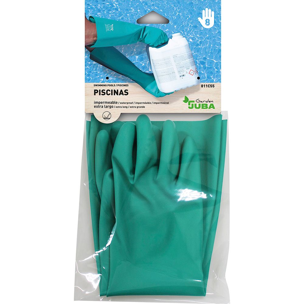Luva de nitrilo, interior aveludado, resistente a produtos químicos, verde acetinado, T-9 - Image 2