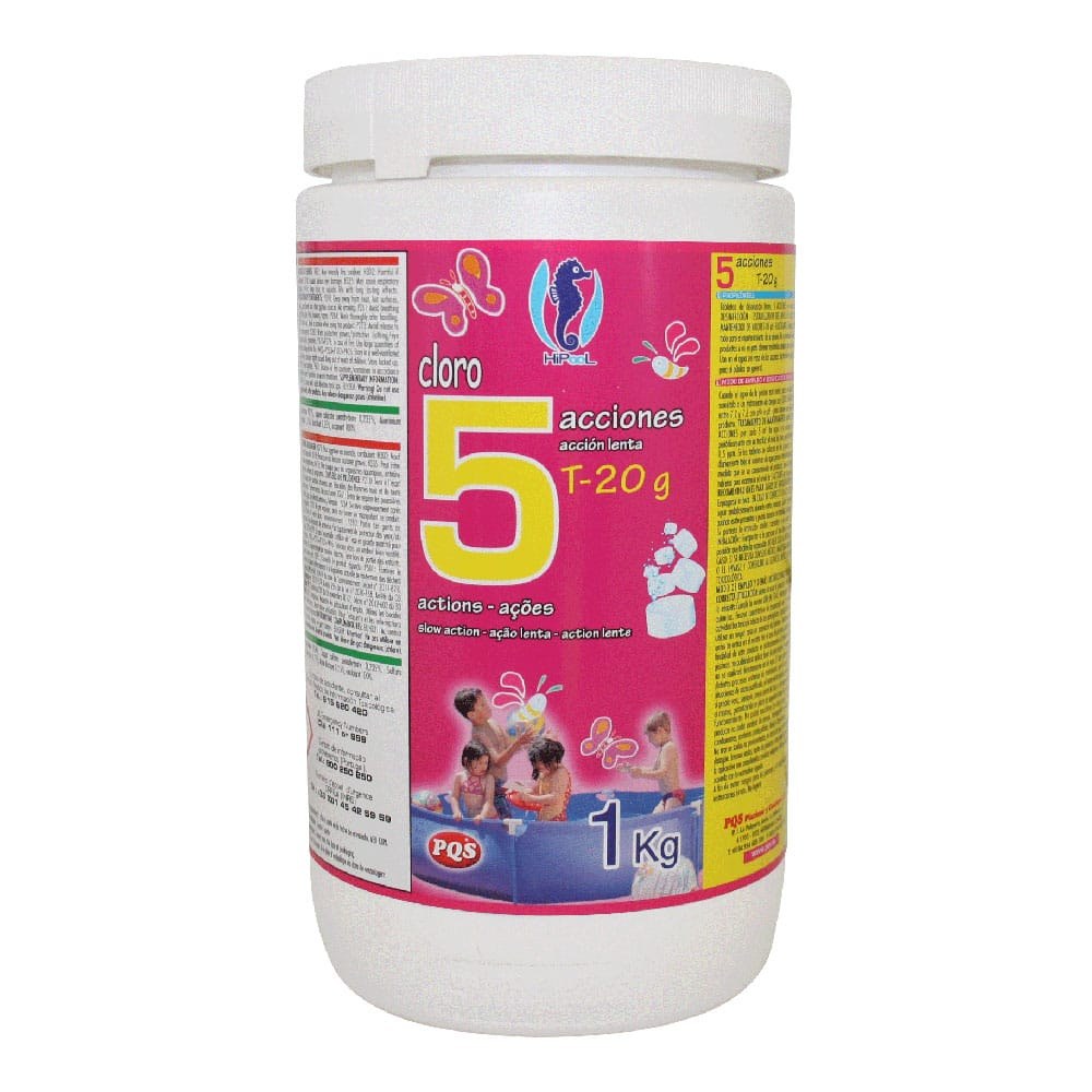 Cloro 5 acciones en tabletas, bote 1 kg