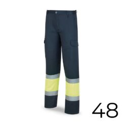 Calças poliéster/algodao bicolor alta visibilidade azul/amarelo tamanho 48 388PFXYFA/48
