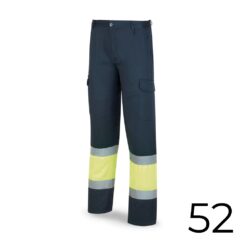 Calças poliéster/algodao bicolor alta visibilidade azul/amarelo tamanho 52 388PFXYFA/52