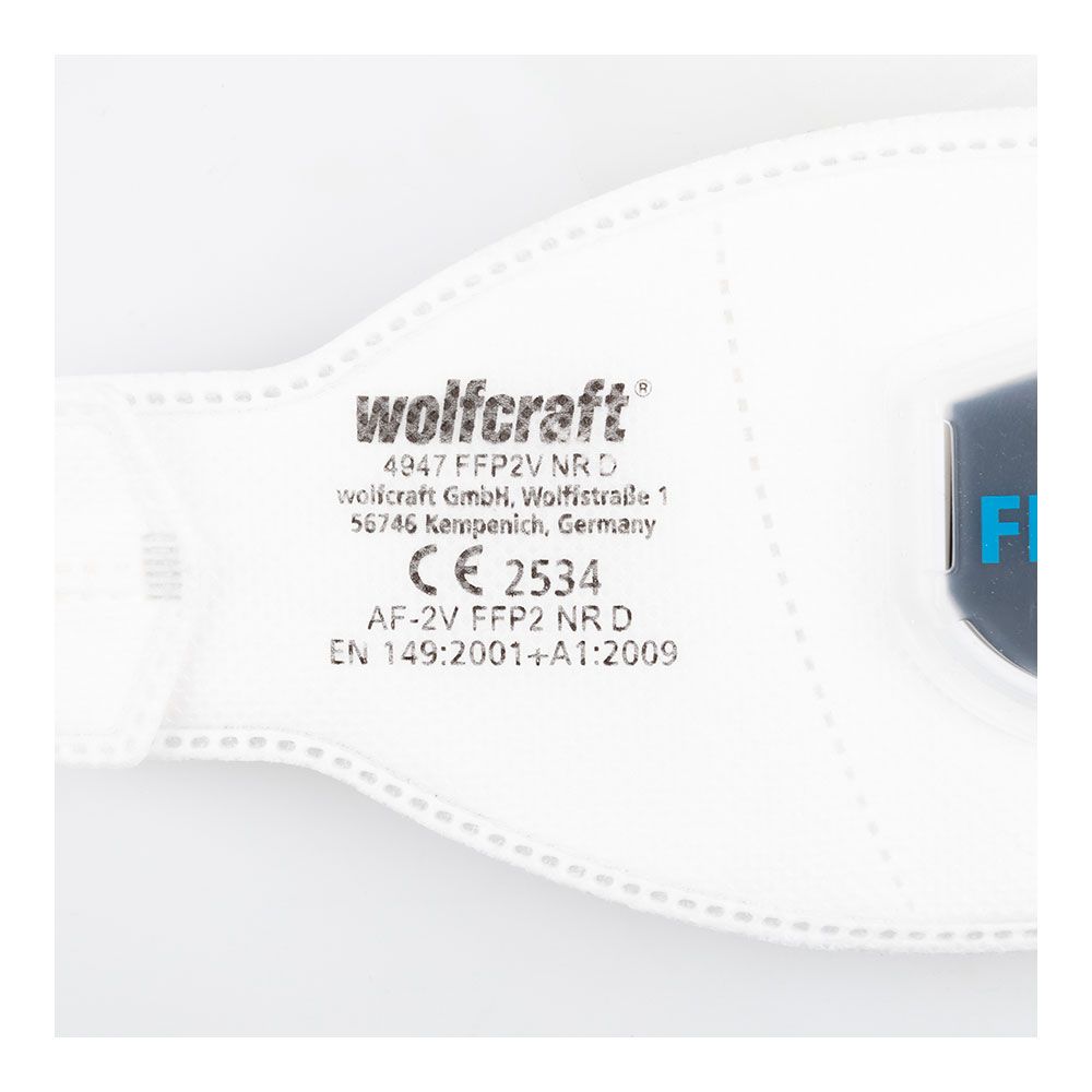 Pack 2 máscaras de pó FFP2 NR D com válvula de respiração e filtro 4947000 wolfcraft - Image 3
