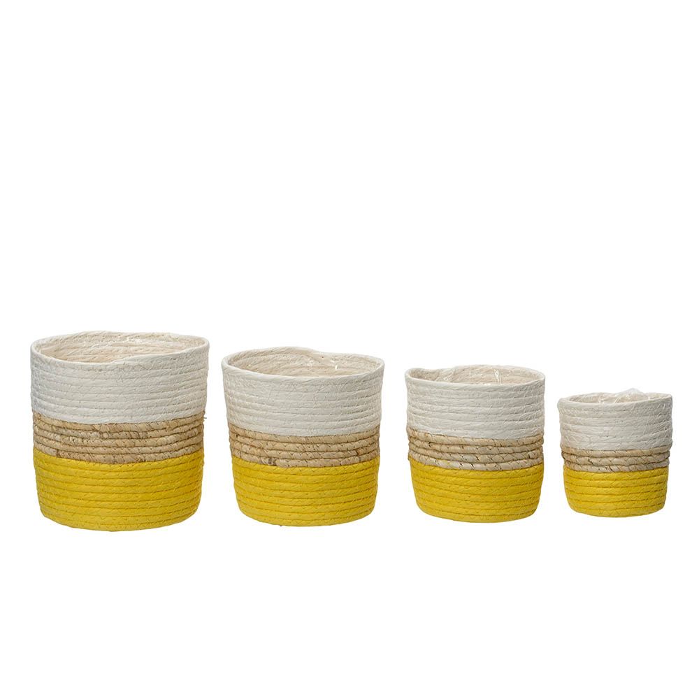 Cubre macetero de cuerda de papel tricolor, set de 4 piezas - Image 2