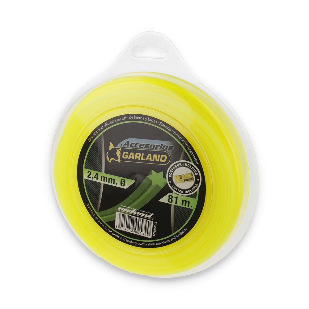 Hilo dispensador para desbrozadora, estrella, ø2,4 mm, dispensador 81 m