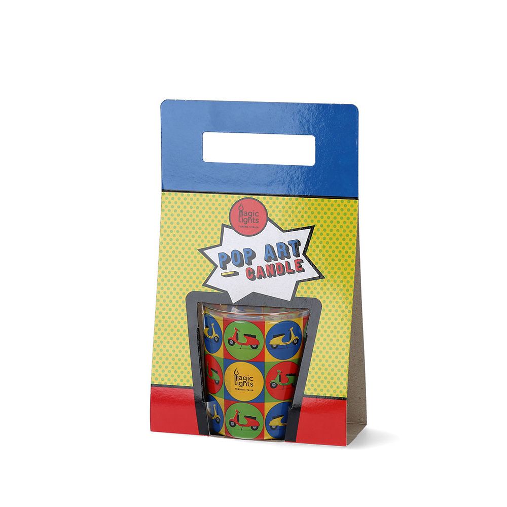 Vela em vidro POP ART Ø7,5x8,4cm motas magic lights - Image 2