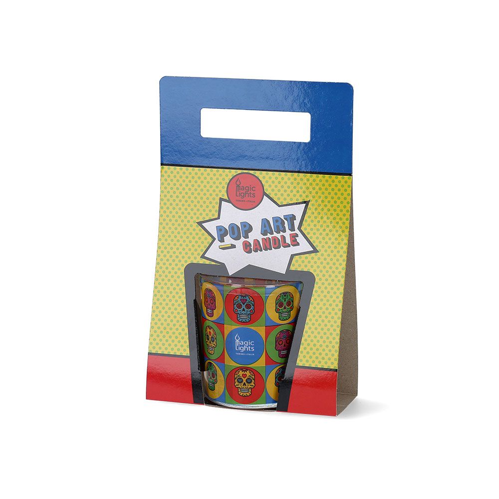 Vela em vidro POP ART Ø7,5x8,4cm skull magic lights - Image 2