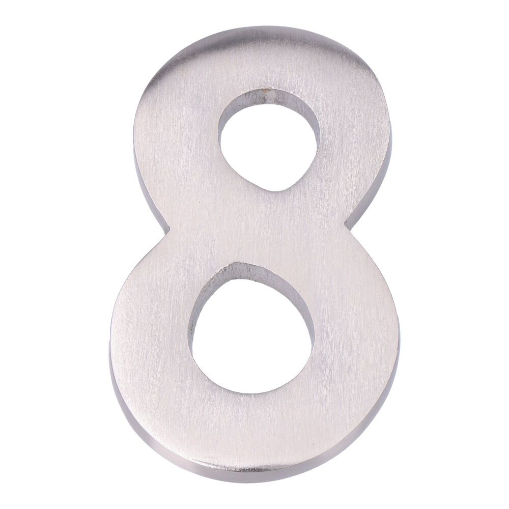Número 8, de níquel con acabado mate y fijación invisible, 10 cm