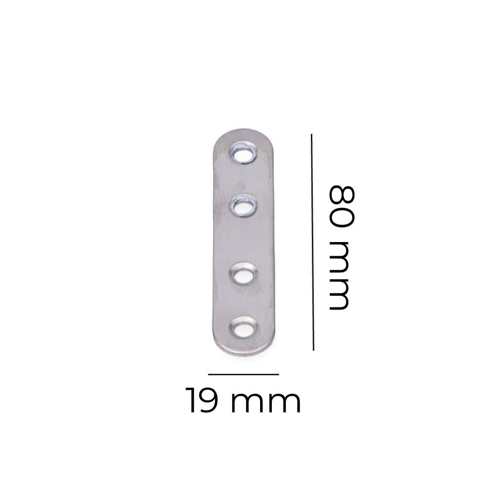 Placa reta, junta, aço inoxidável, 80 x 19 x 2 mm - Image 2