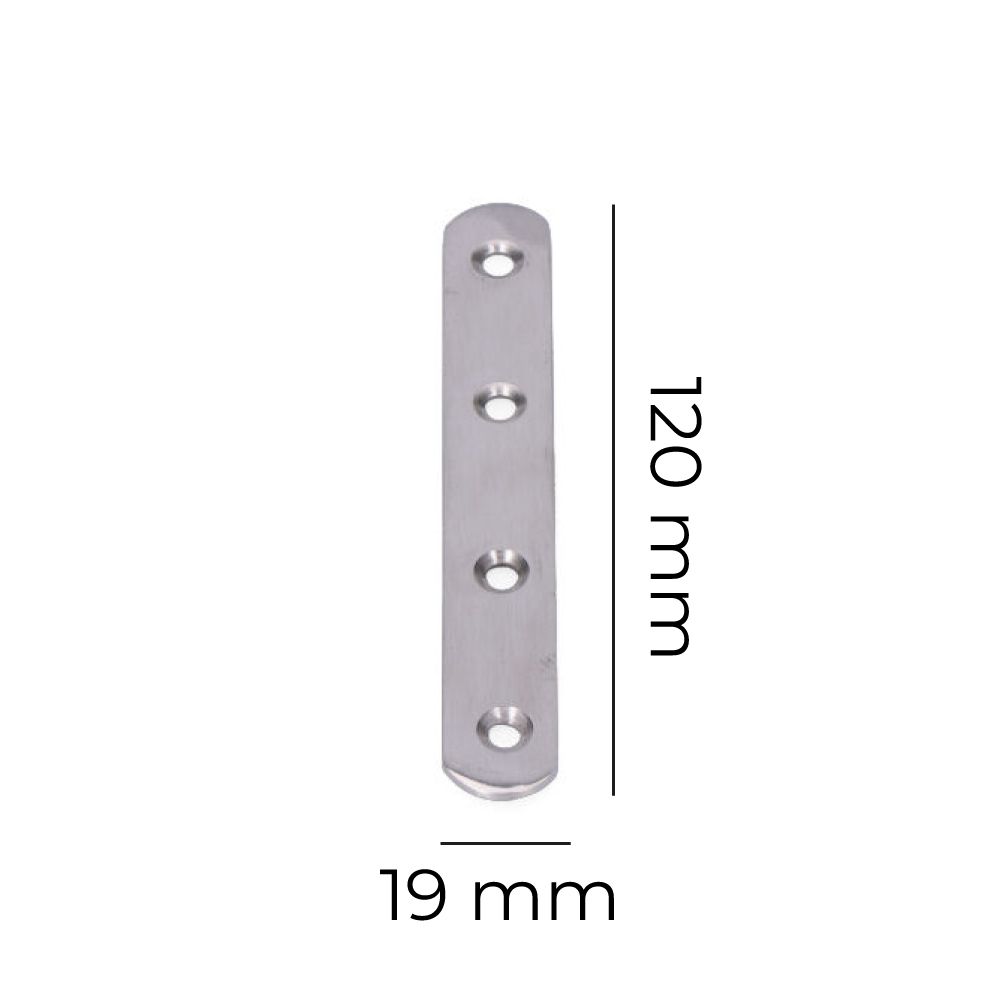 Placa reta, junta, aço inoxidável, 125 x 19 x 2 mm - Image 2