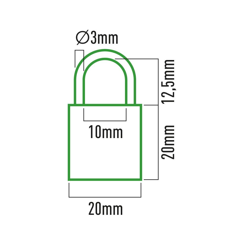 Cadeado de latão, arco normal, 20 mm, blister - Image 2
