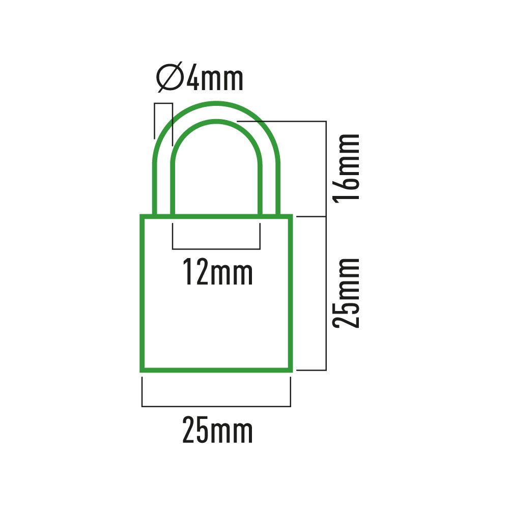 Cadeado de latão, arco normal, 25 mm, blister - Image 2