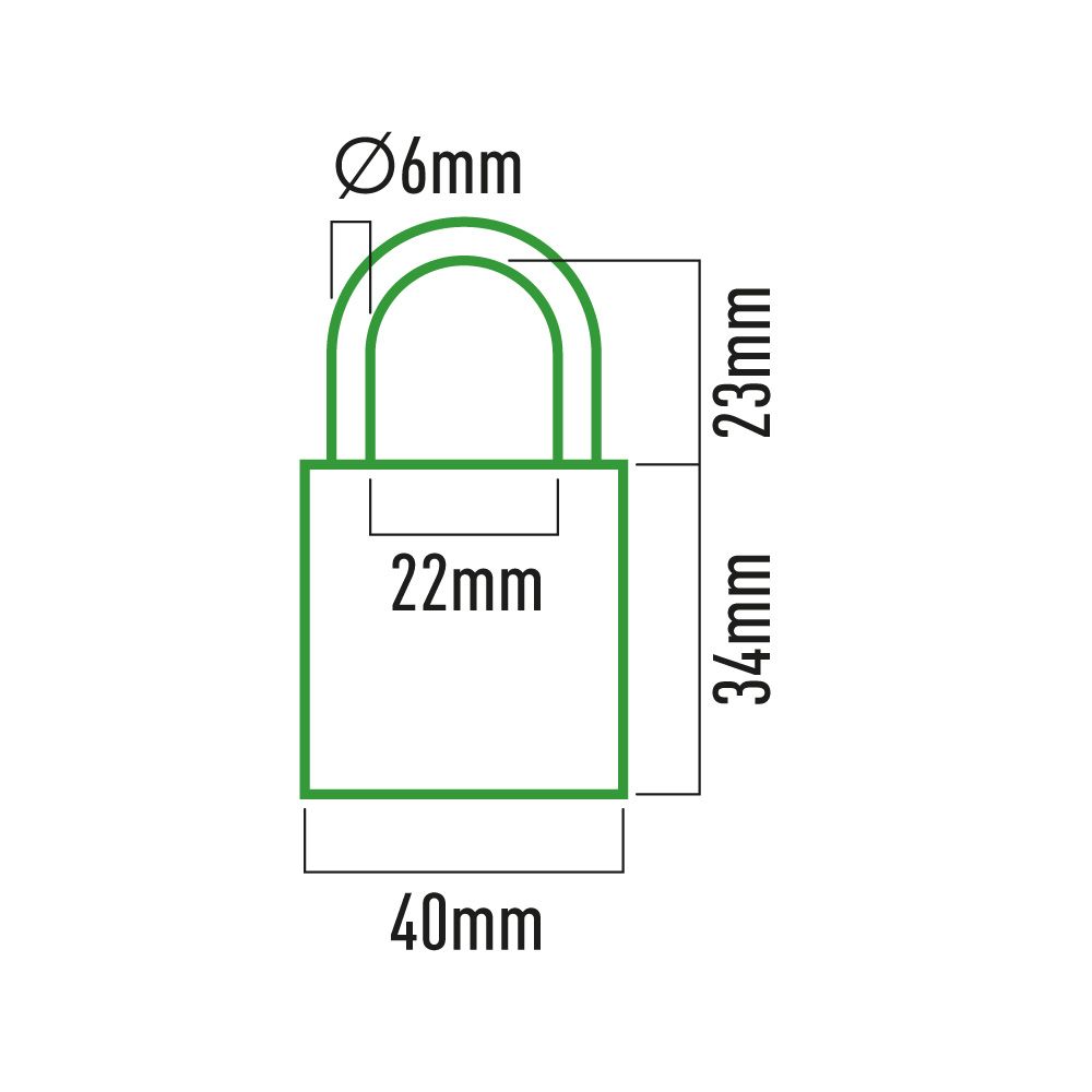 Cadeado em latao, arco normal, 40 mm, blister - Image 2