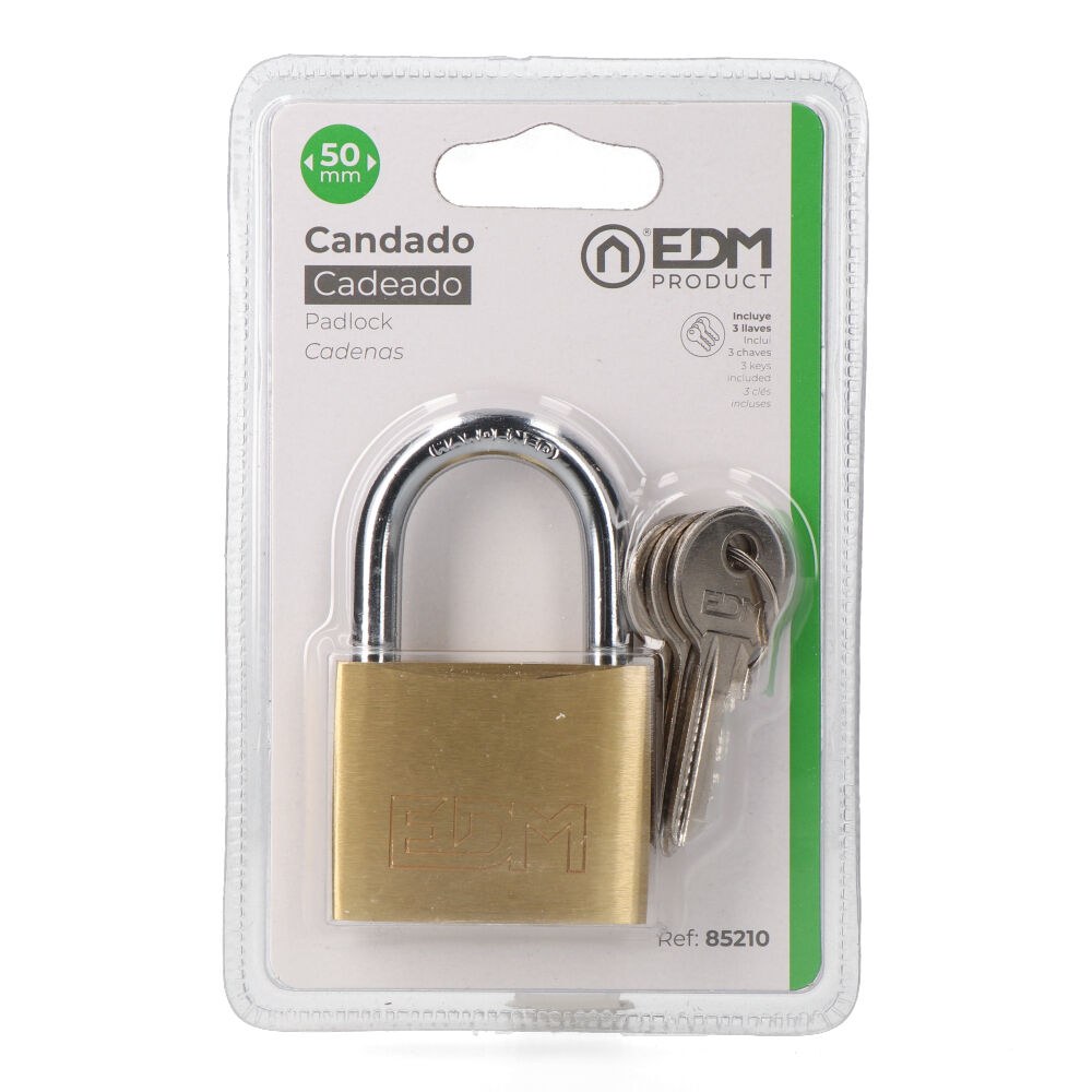 Cadeado em latao, arco normal, 50 mm, blister - Image 2