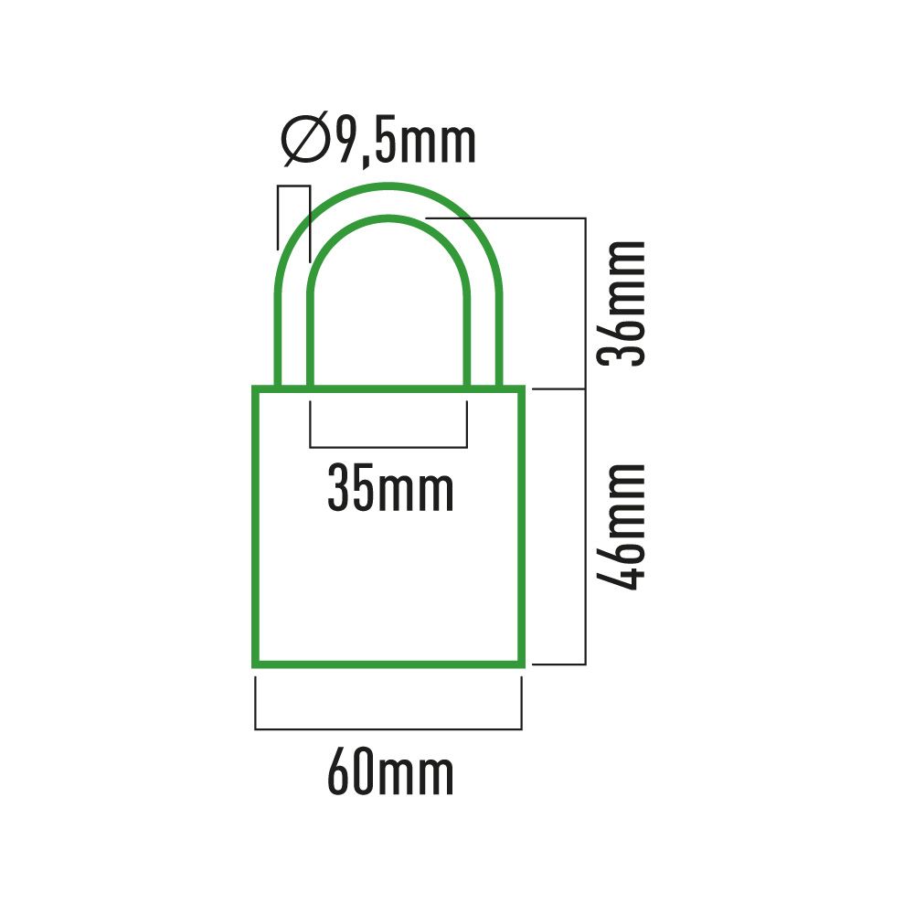 Cadeado em latao, arco normal, 60 mm, blister - Image 3