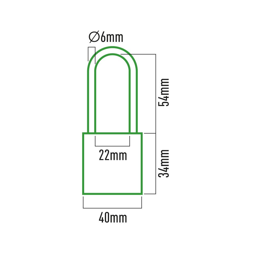 Cadeado de latão, arco longo, 40 mm, blister - Image 3