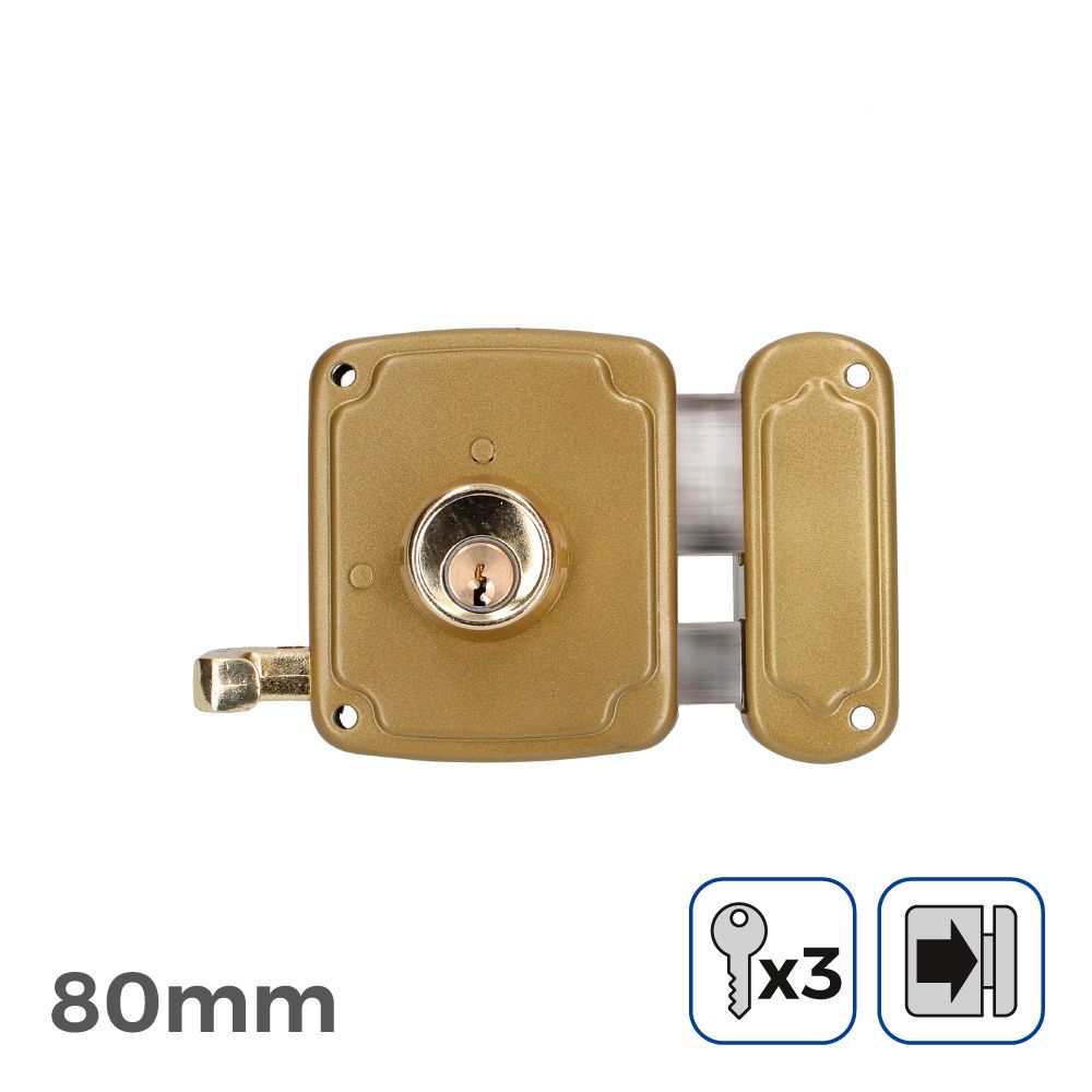 Fechadura direita 80mm 3 chaves incluidas