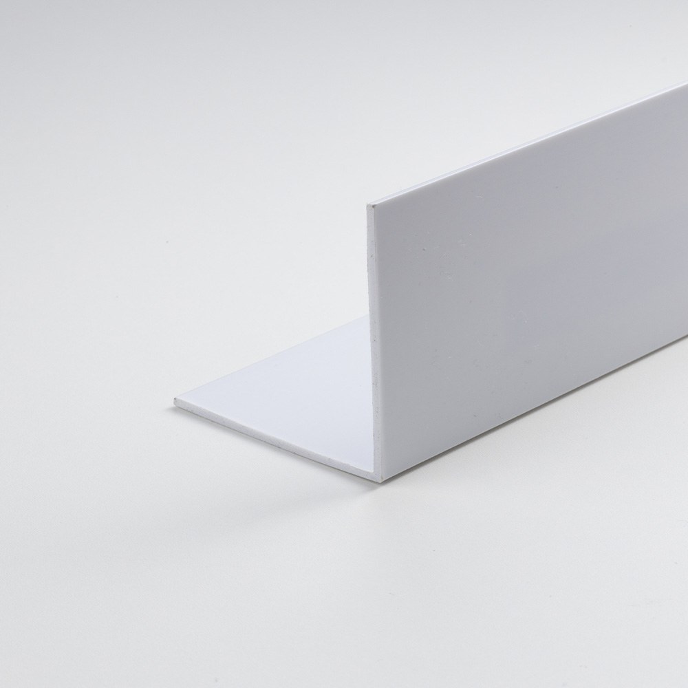 Perfil angular DIY em PVC branco acetinado 2000 x 50 x 50 mm