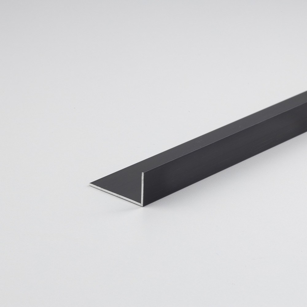Perfil bricolagem ângulo l alumínio preto mate 1000 x 20 x 10 mm