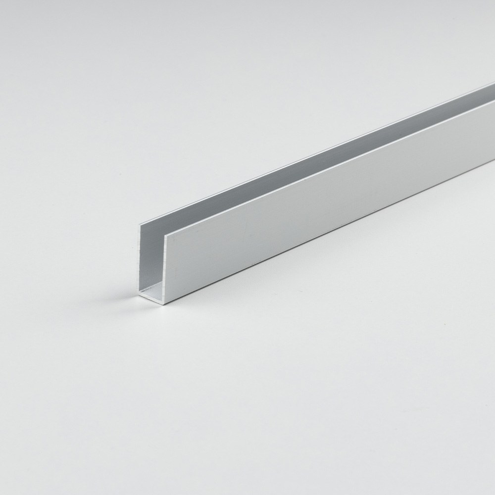Perfil bricolagem u alumínio anodizado 1000 x 10 x 15 mm