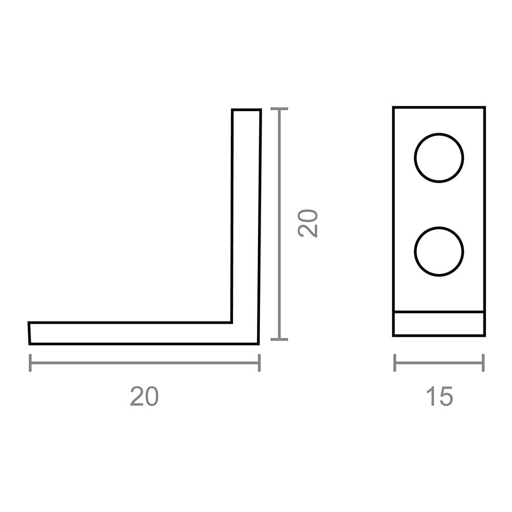 Ângulo de reforço AN02, aço zincado, 20 x 20 x 15 mm. 4 unidades - Image 4