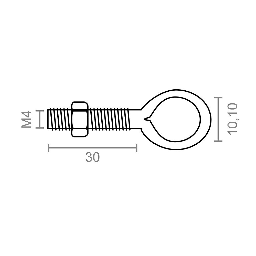 Hembrilla soldada con tuerca hm01, m4 x 30 mm, zincado, blister 4 uds - Image 2