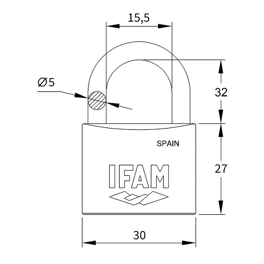 Cadeado inoxidavel 30AL 30mm com 2 chaves. arco longo. ifam - Image 5