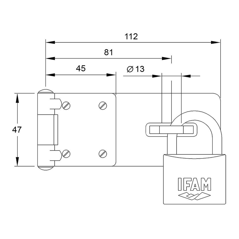 Porta cadeado PC420 aço 112x47mm Ø13mm. ifam - Image 3