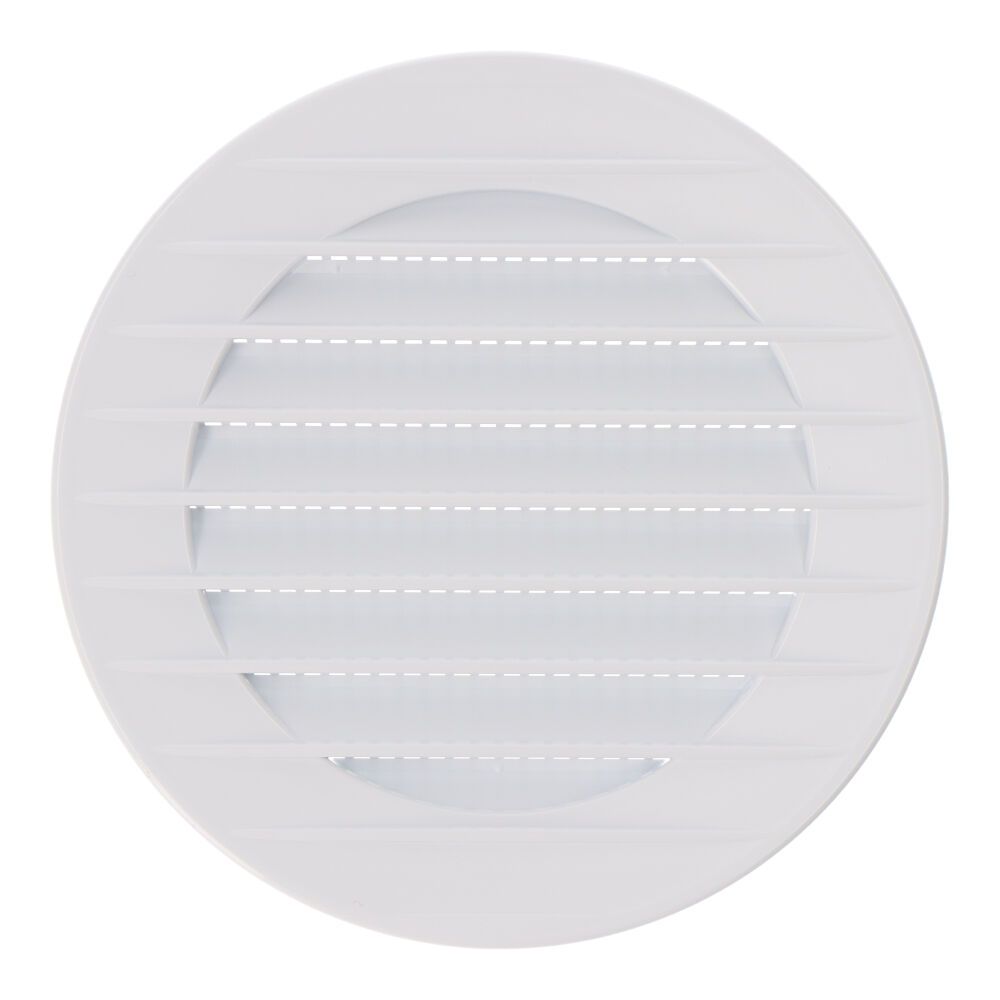 Grelha de ventilação redonda embutida com mosquitão Ø80mm ABS branco