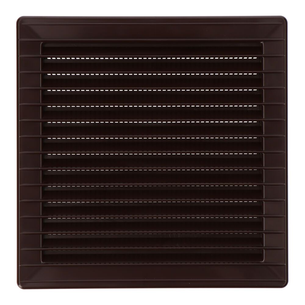Grelha de ventilação quadrada de encastrar com mosquiteira 140x140mm ABS castanho