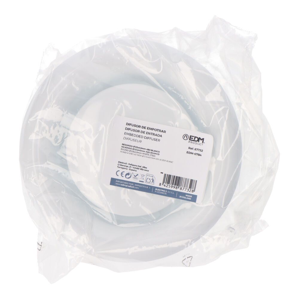 Difusor de entrada redondo Ø125x47mm ABS branco - Image 3