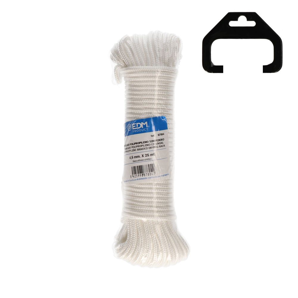 Corda trançado estendal polipropileno branco, calibre 4,5 mm x 25 m