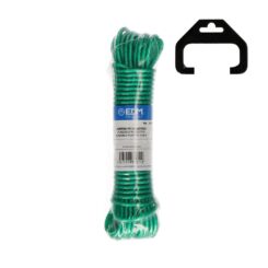 Corda plástica verde revestida PVC, estendal 25 m
