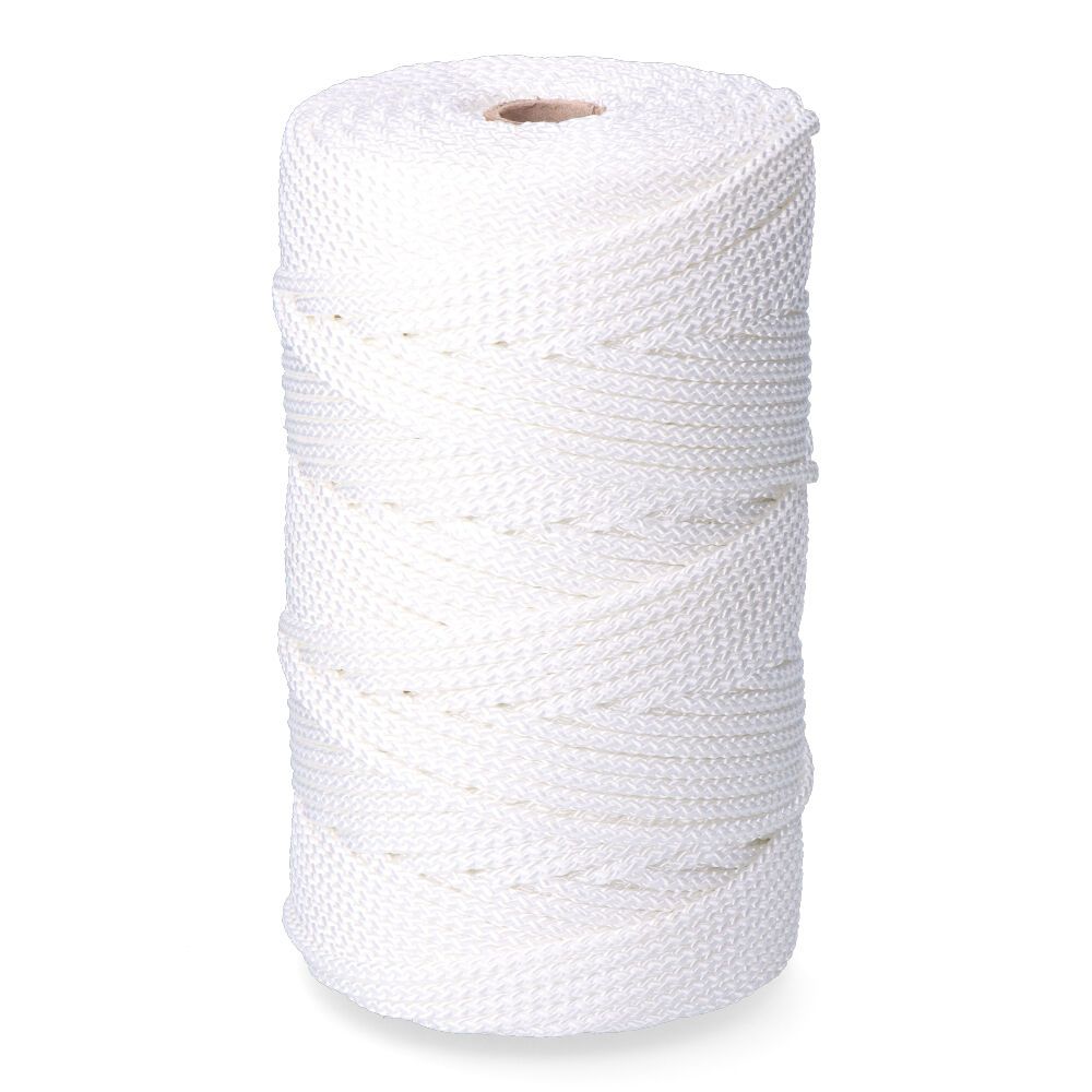 Corda trançado em poliéster branco, calibre 6 mm x 200 m