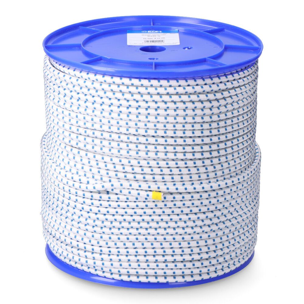 Corda de borracha elástica branca / azul poliéster calibre 10 mm x 100 m