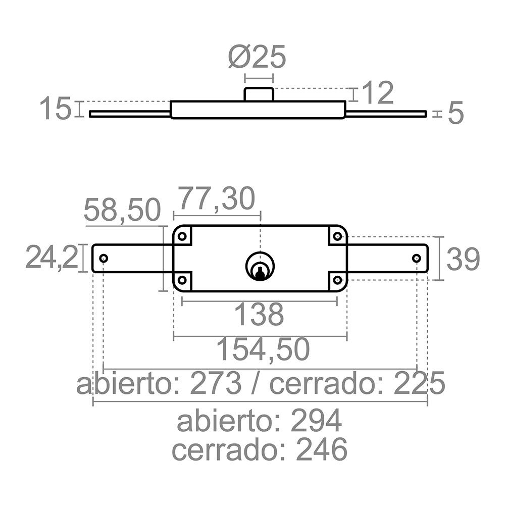 Fechadura para estores CRP01 155 mm zincada - Image 3
