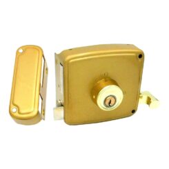 Fechadura de sobreposição CRS02 direita 60 x 120 mm pintada em dourado