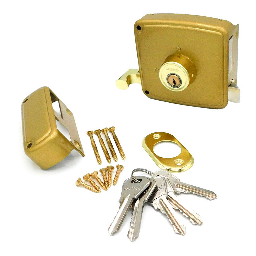 Fechadura de sobreposição CRS02 esquerda 60 x 120 mm pintada em dourado - Image 2
