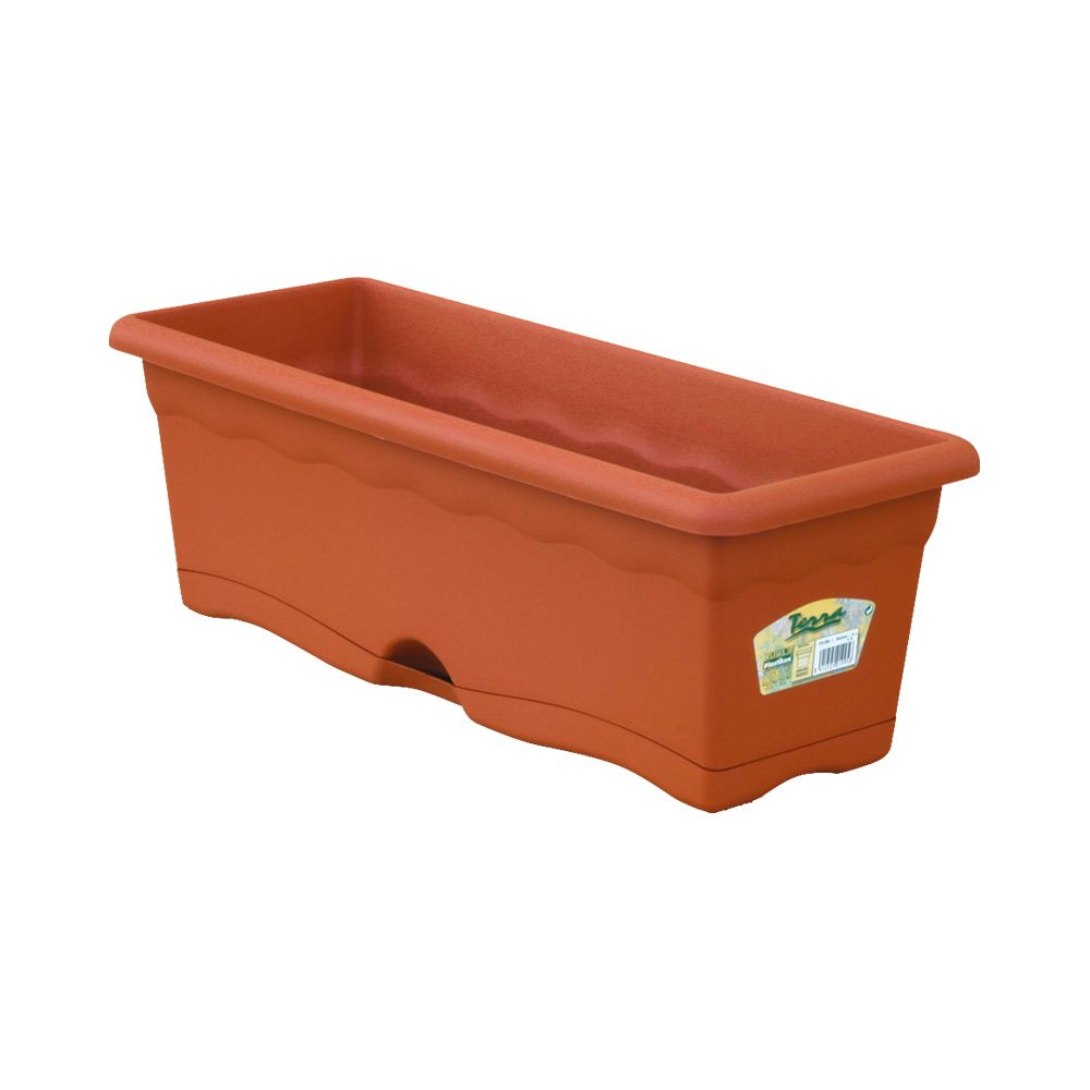 Floreira com prato integrado COR terracota 50 x 20 cm