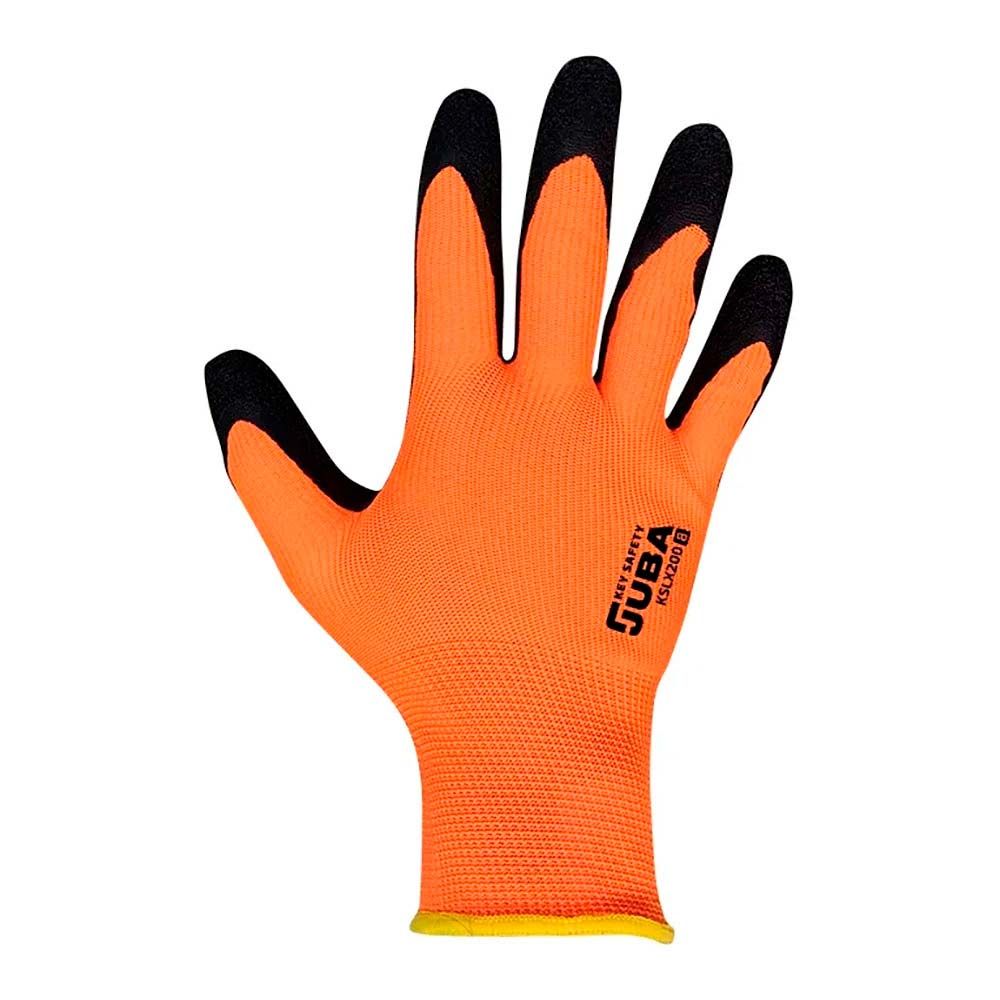 JUBA Luvas de Poliéster com Palma em Látex Rugoso, Keep Safe, Laranja e Preta, T-10 XL
