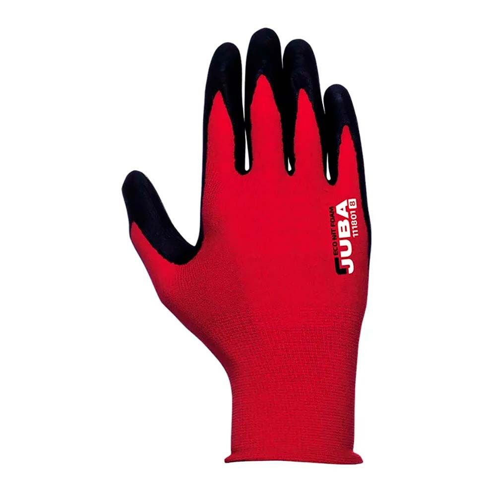 Luvas nylon / lycra com palma nitrilo microfoam, econit foam, vermelha e preta T-8 M