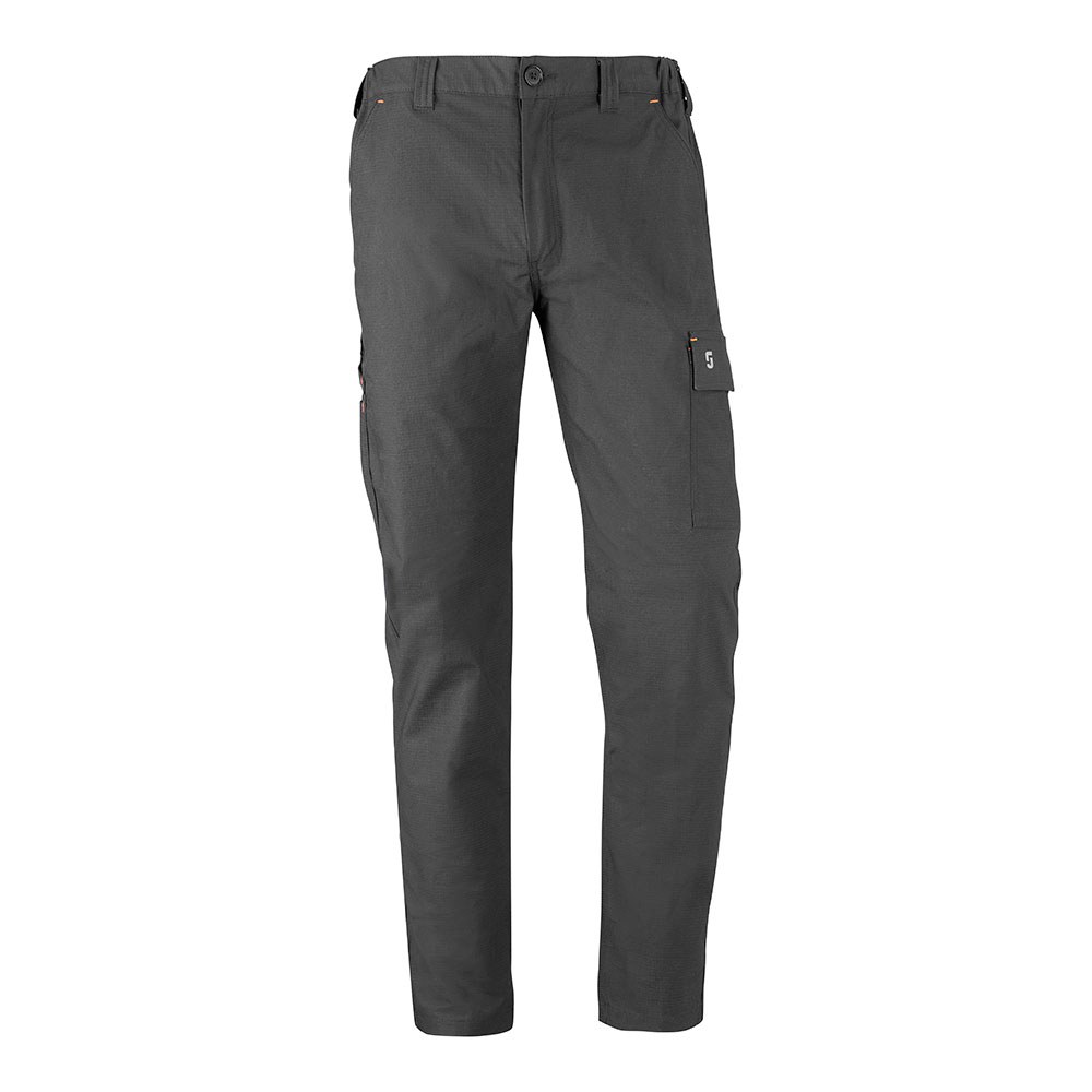 Calça de estrada cinza elástica com vários bolsos, tamanho XL