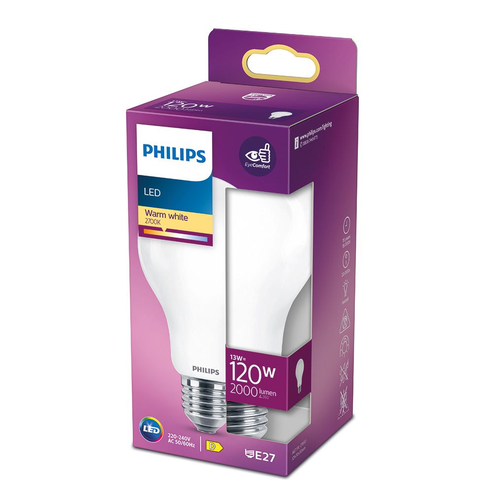 Lâmpada standard LED E27 13W 2000lm 2700K LUZ quente Ø7x12,1cm. philips - Image 2