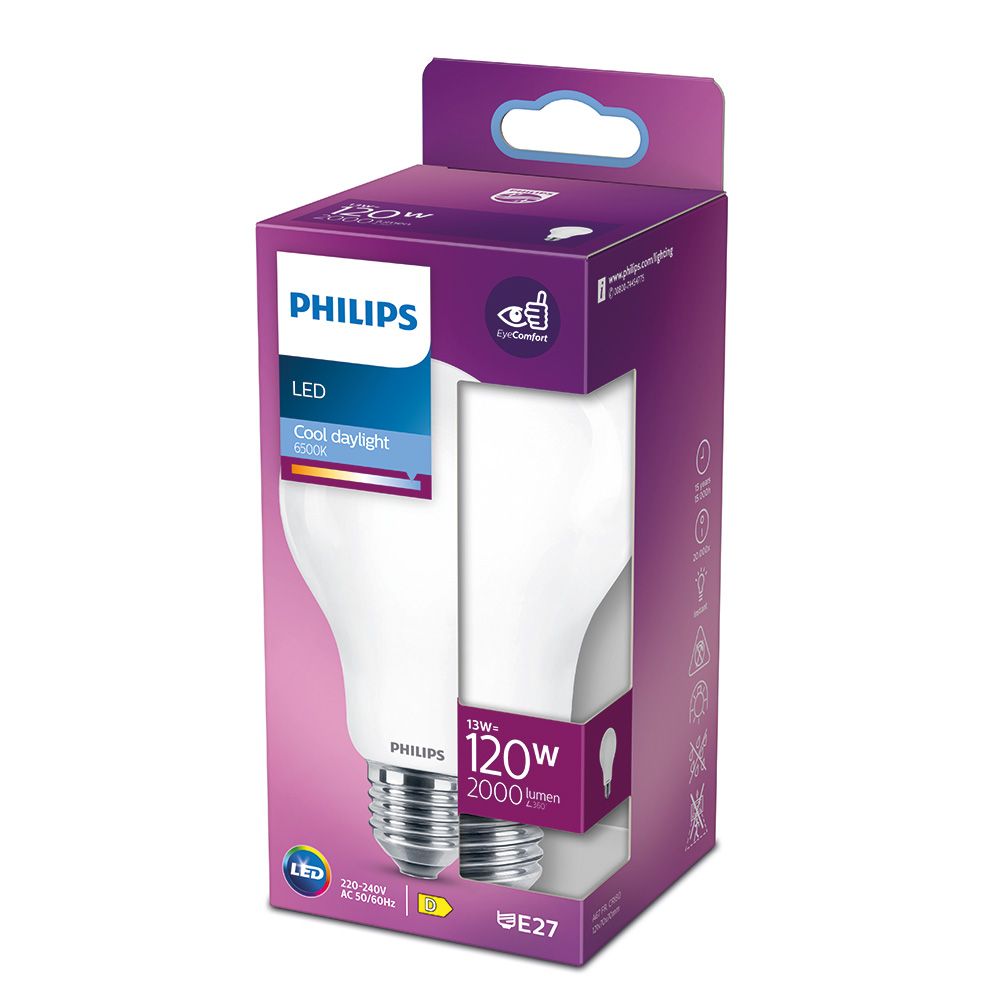 Lâmpada standard LED E27 13W 2000lm 6500K LUZ fria Ø7x12,1cm. philips - Image 2