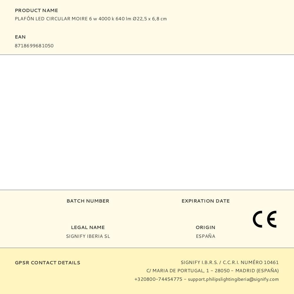 Plafon LED circular moiré 6 w 4000 k 640 lm ø22,5 x 6,8 cm - Image 3