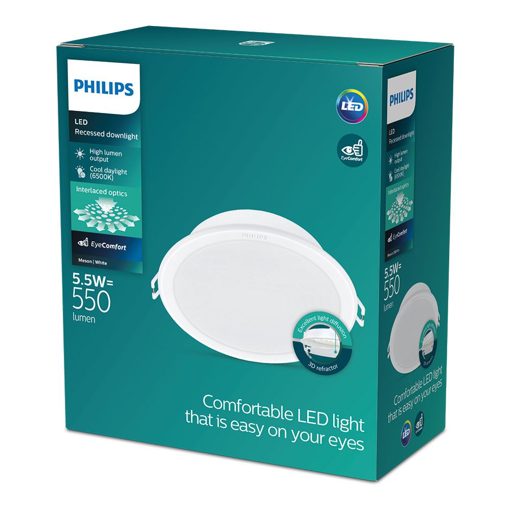 Downlight LED de encastrar 5,5W 550lm 6500K LUZ fria MOD. meson Ø9x3,5cm philips - Image 3
