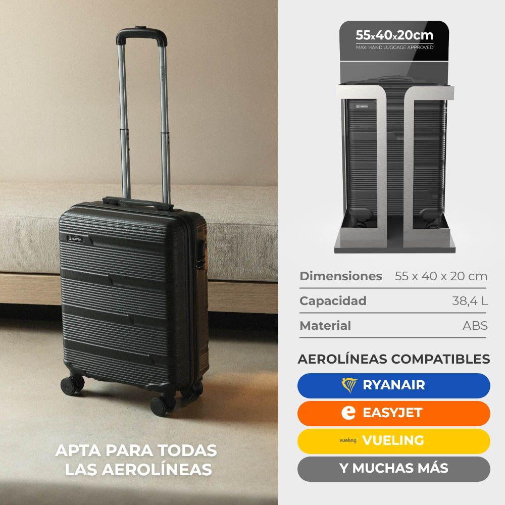 Conjunto de malas pretas, 3 peças de 12", 20" e 24" - Image 6