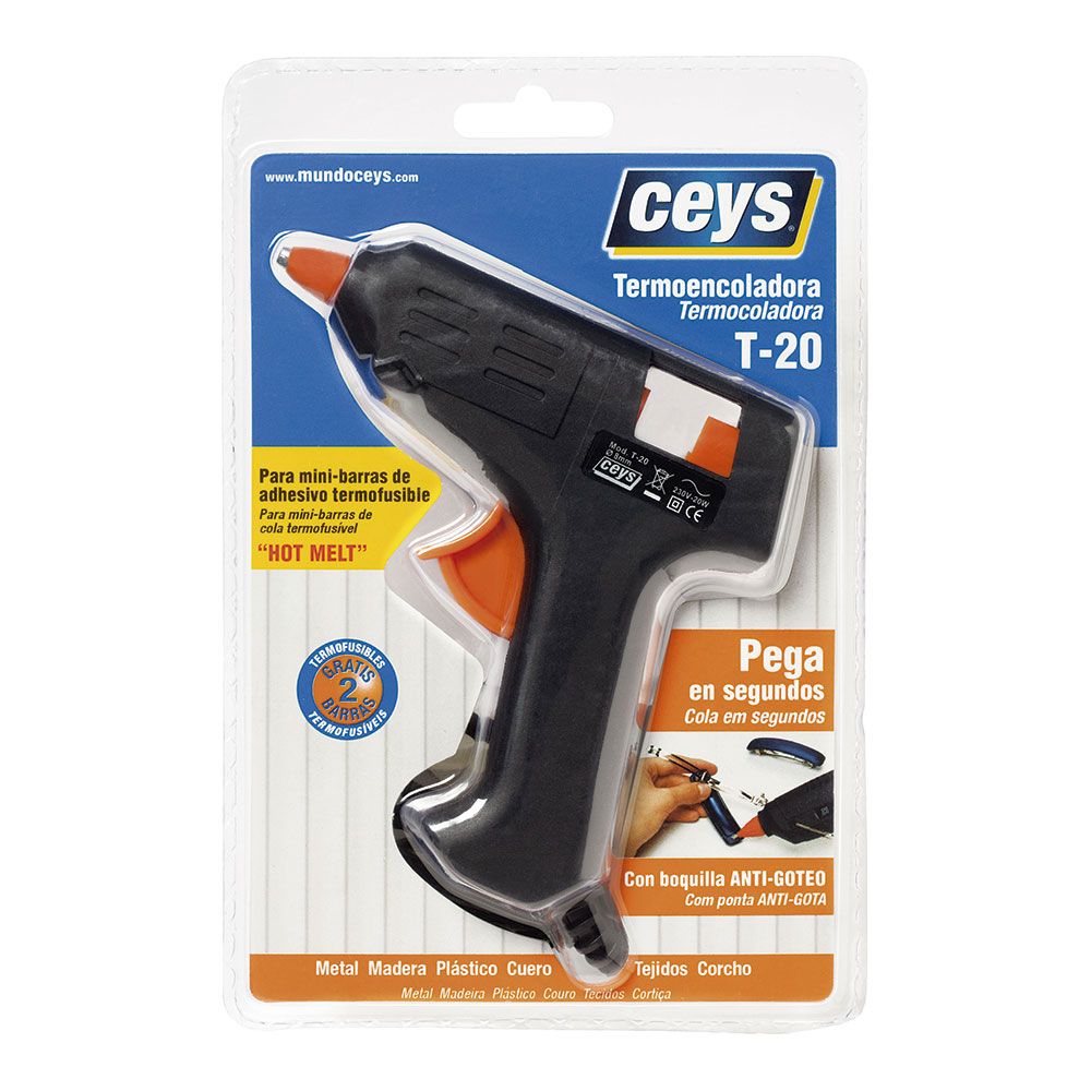 Pistola termofusível mini T-20, para barras de Ø8 mm