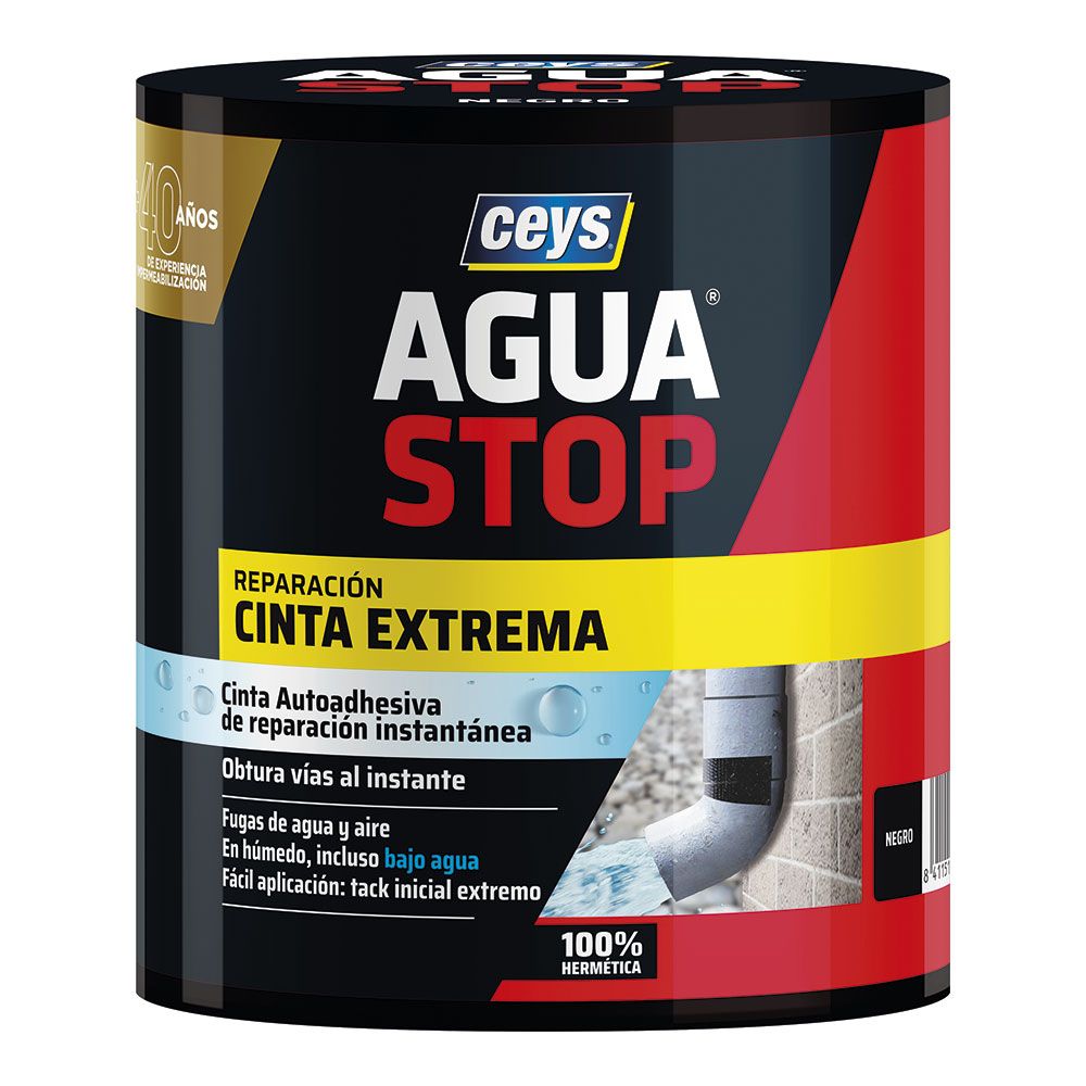Fita preta extrema aguastop, 10 cm x 1,5 m